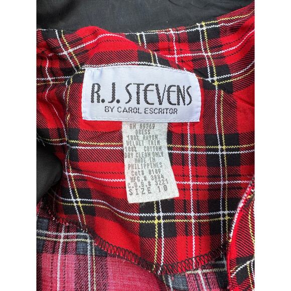 Vintage 90s Red Plaid Tartan Dress Christmas Holiday Party Grunge Preppy Punk - Picture 9 of 10